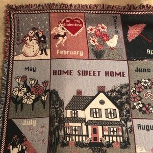 Vintage Home Sweet Home 12 Month Holiday Throw Blanket